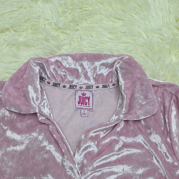 Juicy Couture Pink Velvet Button Down Shirt - Picture 2 of 6